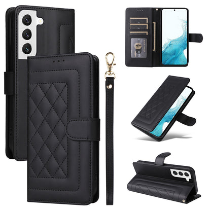Samsung Galaxy S22 5G Diamond Lattice Leather Flip Phone Case - Durable and Convenient Holder with Precision Cutouts