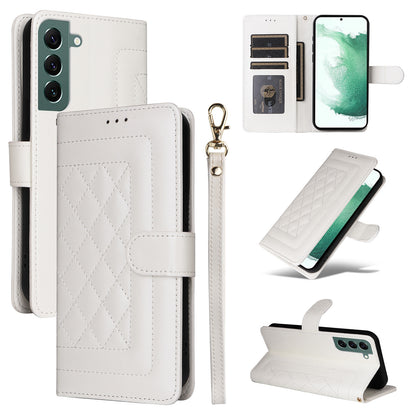 Samsung Galaxy S22+ 5G Diamond Lattice Leather Flip Phone Case - Durable and Convenient Holder with Precision Cutouts