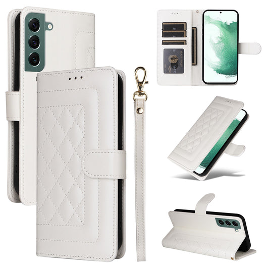 Samsung Galaxy S22+ 5G Diamond Lattice Leather Flip Phone Case - Durable and Convenient Holder with Precision Cutouts