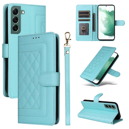 Samsung Galaxy S22+ 5G Diamond Lattice Leather Flip Phone Case - Durable and Convenient Holder with Precision Cutouts