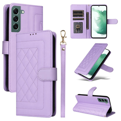 Samsung Galaxy S22+ 5G Diamond Lattice Leather Flip Phone Case - Durable and Convenient Holder with Precision Cutouts