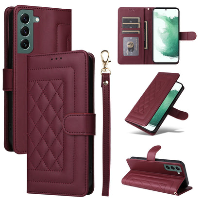 Samsung Galaxy S22+ 5G Diamond Lattice Leather Flip Phone Case - Durable and Convenient Holder with Precision Cutouts