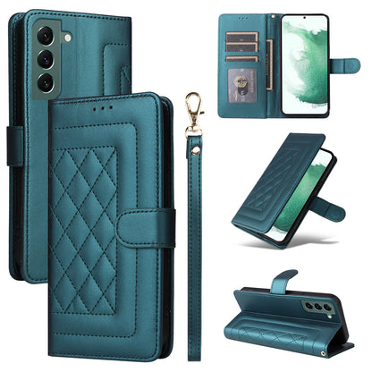 Samsung Galaxy S22+ 5G Diamond Lattice Leather Flip Phone Case - Durable and Convenient Holder with Precision Cutouts