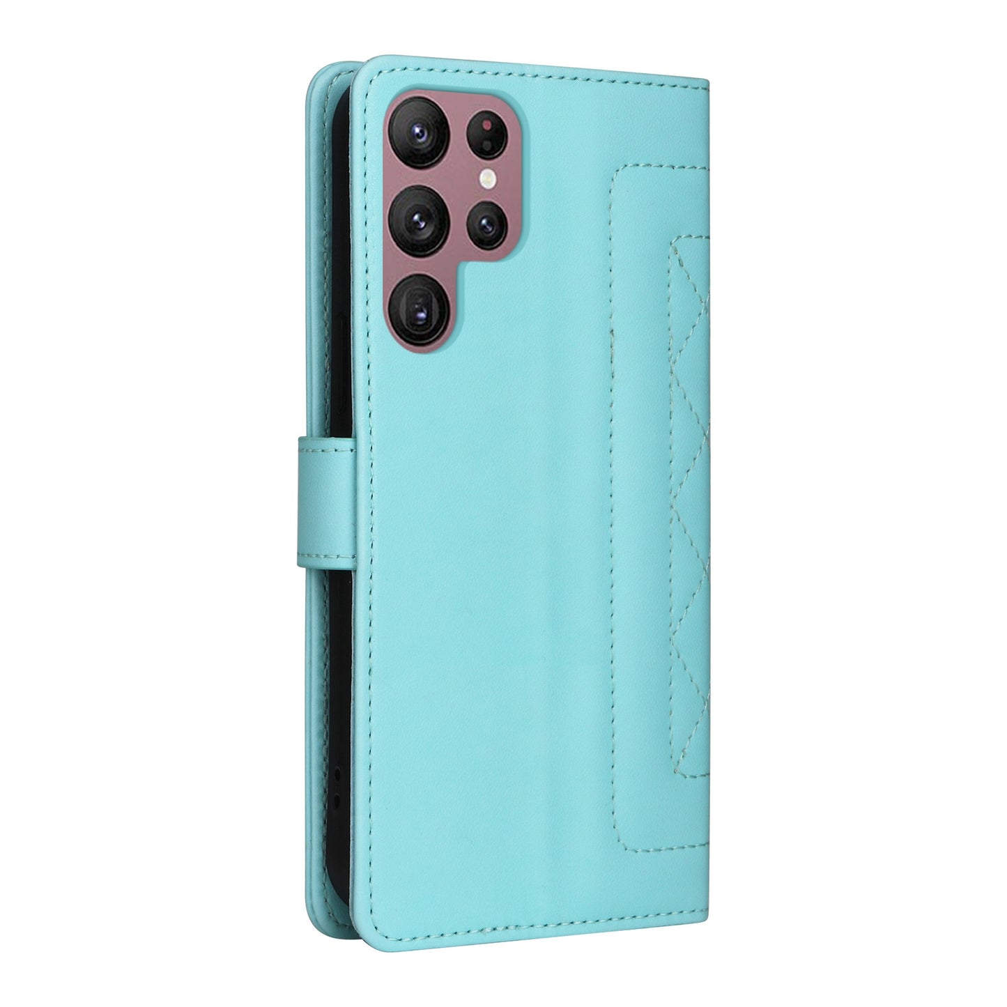 Samsung Galaxy S22 Ultra 5G Diamond Lattice Leather Flip Phone Case - Durable and Convenient Holder with Precision Cutouts