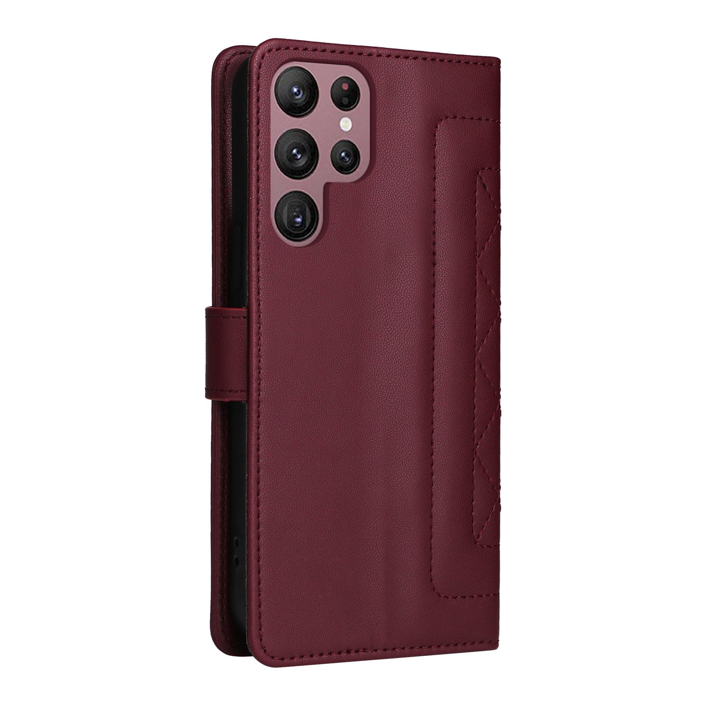 Samsung Galaxy S22 Ultra 5G Diamond Lattice Leather Flip Phone Case - Durable and Convenient Holder with Precision Cutouts