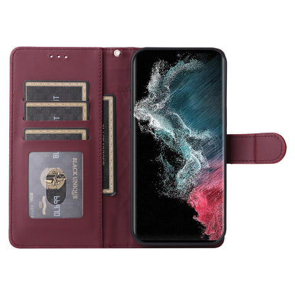 Samsung Galaxy S22 Ultra 5G Diamond Lattice Leather Flip Phone Case - Durable and Convenient Holder with Precision Cutouts