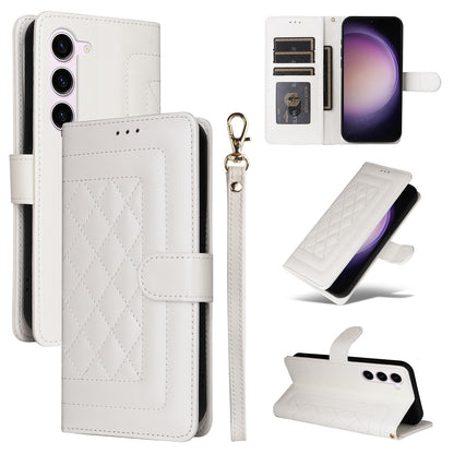Samsung Galaxy S23 5G Diamond Lattice Leather Flip Phone Case - Durable and Convenient Holder with Precision Cutouts
