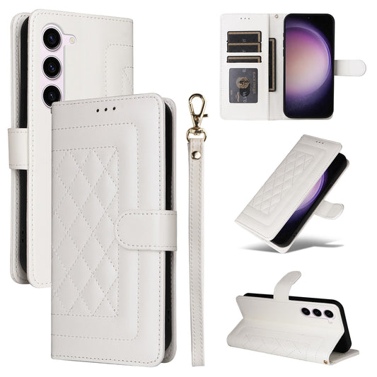 Samsung Galaxy S23 5G Diamond Lattice Leather Flip Phone Case - Durable and Convenient Holder with Precision Cutouts