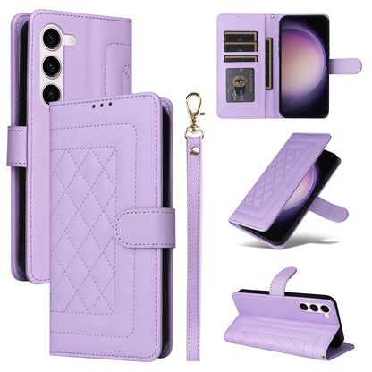 Samsung Galaxy S23 5G Diamond Lattice Leather Flip Phone Case - Durable and Convenient Holder with Precision Cutouts