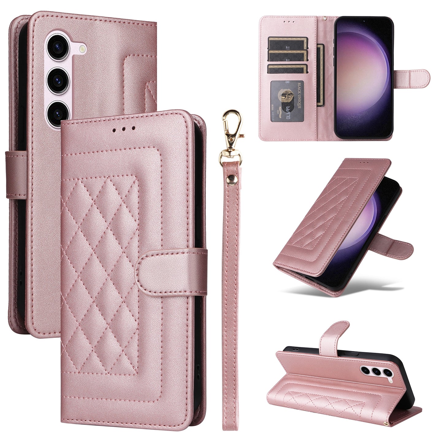 Samsung Galaxy S23 5G Diamond Lattice Leather Flip Phone Case - Durable and Convenient Holder with Precision Cutouts