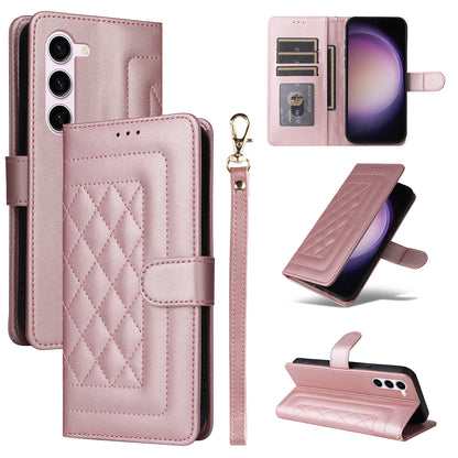 Samsung Galaxy S23 5G Diamond Lattice Leather Flip Phone Case - Durable and Convenient Holder with Precision Cutouts
