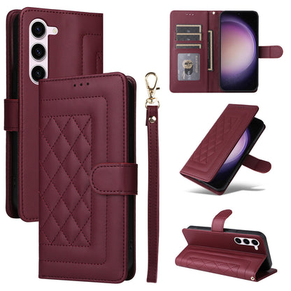Samsung Galaxy S23 5G Diamond Lattice Leather Flip Phone Case - Durable and Convenient Holder with Precision Cutouts