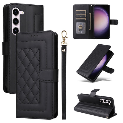 Samsung Galaxy S23 5G Diamond Lattice Leather Flip Phone Case - Durable and Convenient Holder with Precision Cutouts