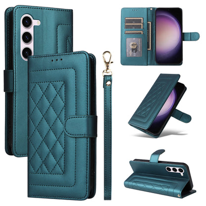 Samsung Galaxy S23 5G Diamond Lattice Leather Flip Phone Case - Durable and Convenient Holder with Precision Cutouts