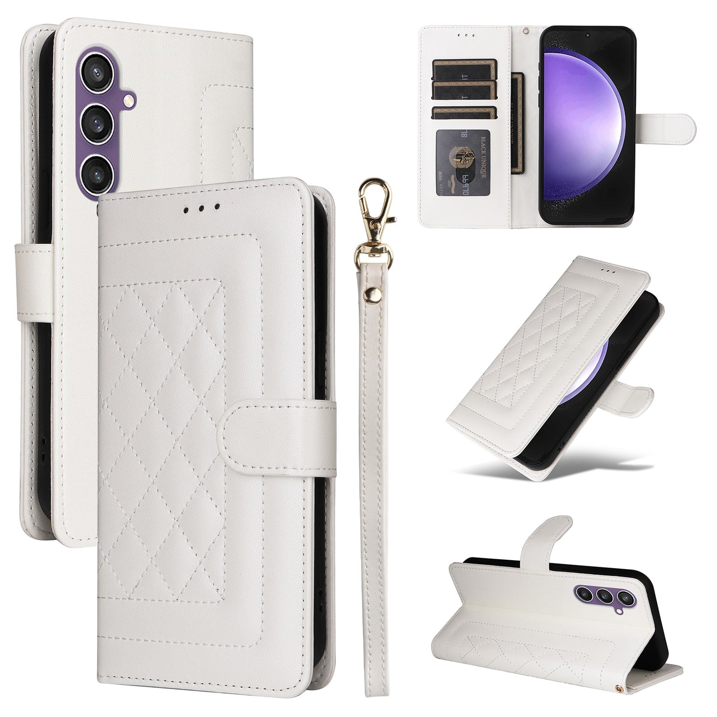 Samsung Galaxy S23 FE 5G Diamond Lattice Leather Flip Phone Case - Durable and Convenient Holder with Precision Cutouts