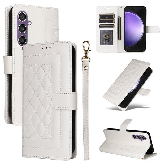 Samsung Galaxy S23 FE 5G Diamond Lattice Leather Flip Phone Case - Durable and Convenient Holder with Precision Cutouts