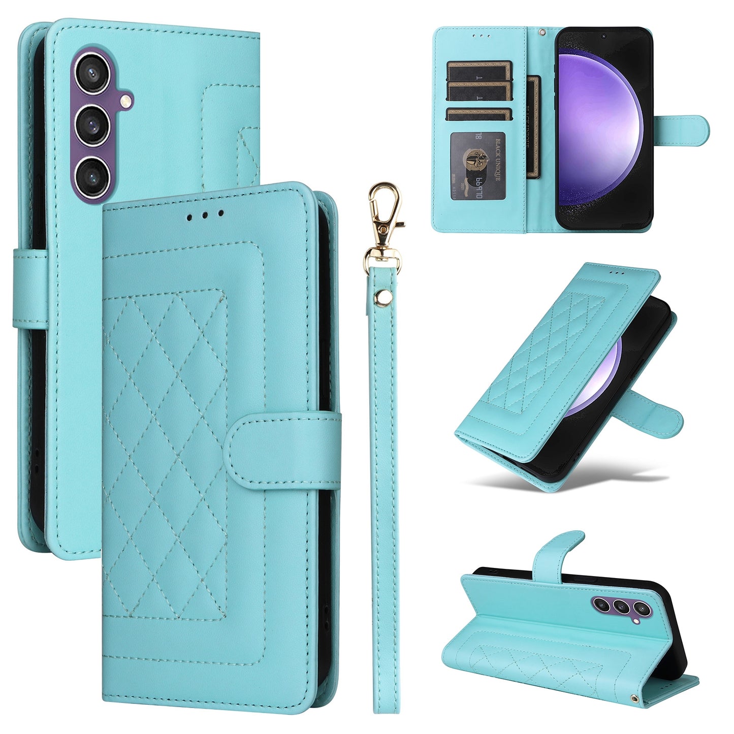 Samsung Galaxy S23 FE 5G Diamond Lattice Leather Flip Phone Case - Durable and Convenient Holder with Precision Cutouts
