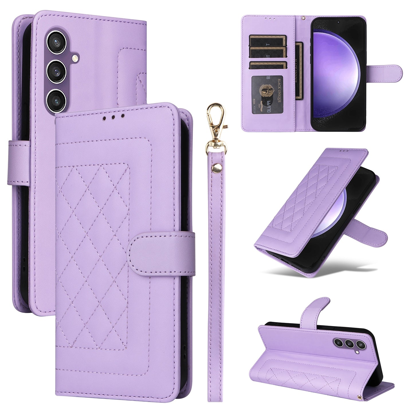 Samsung Galaxy S23 FE 5G Diamond Lattice Leather Flip Phone Case - Durable and Convenient Holder with Precision Cutouts