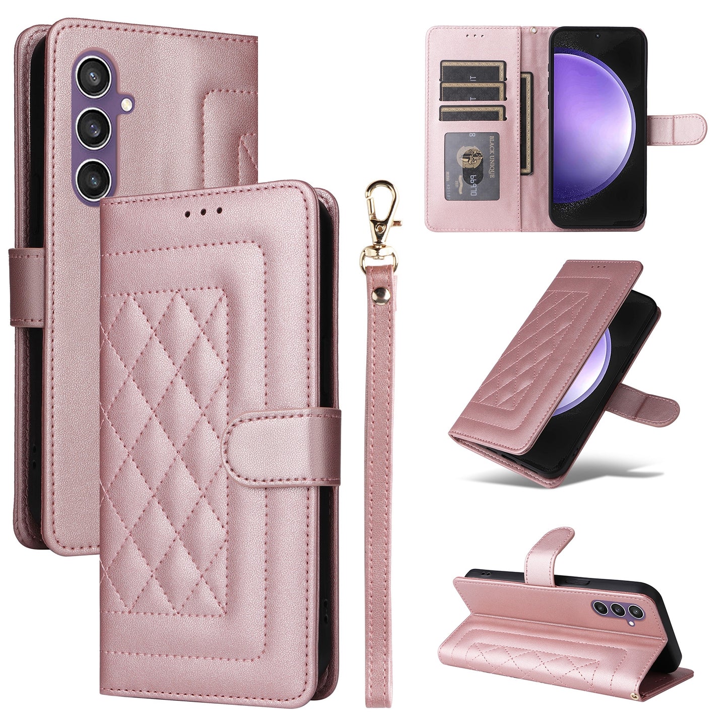 Samsung Galaxy S23 FE 5G Diamond Lattice Leather Flip Phone Case - Durable and Convenient Holder with Precision Cutouts