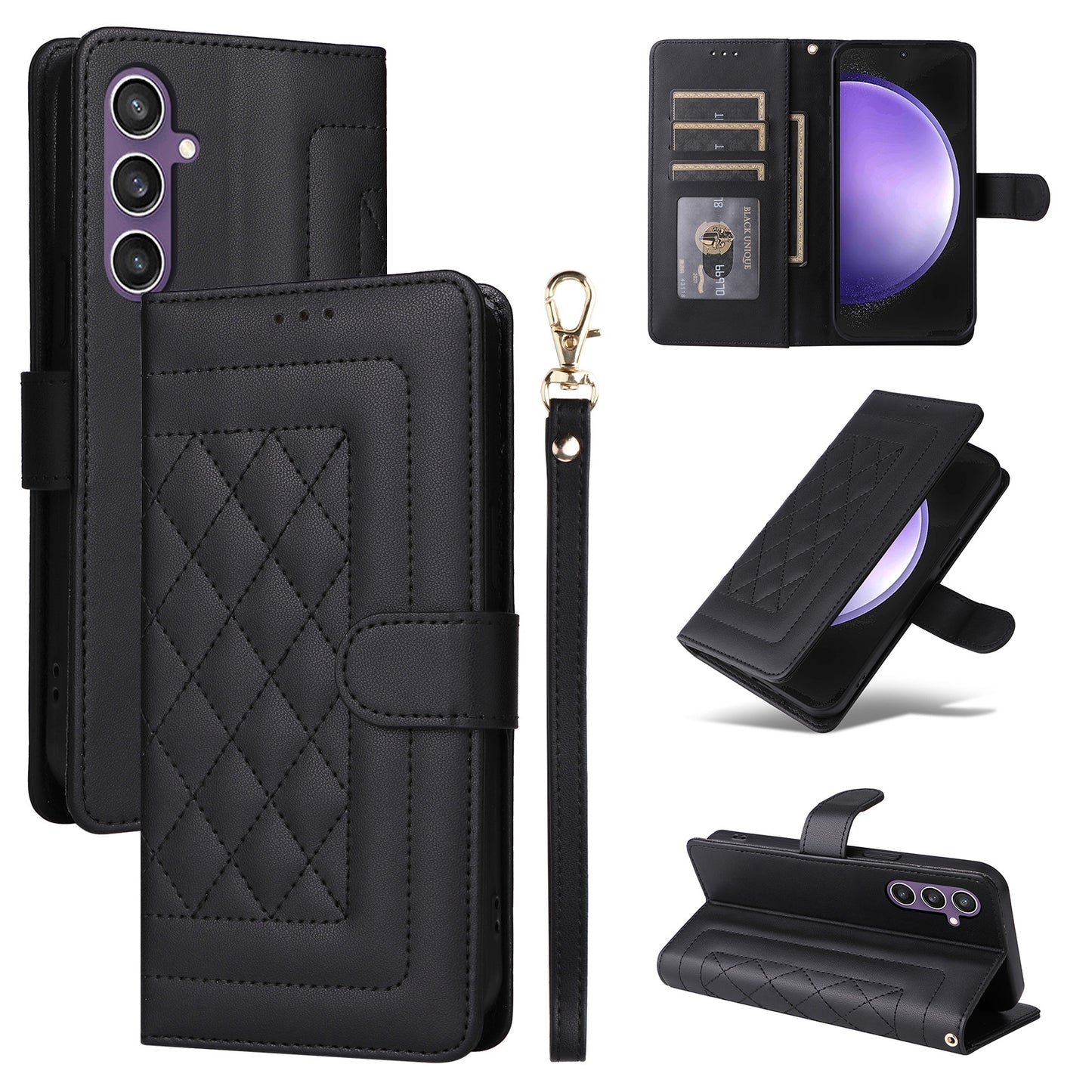 Samsung Galaxy S23 FE 5G Diamond Lattice Leather Flip Phone Case - Durable and Convenient Holder with Precision Cutouts