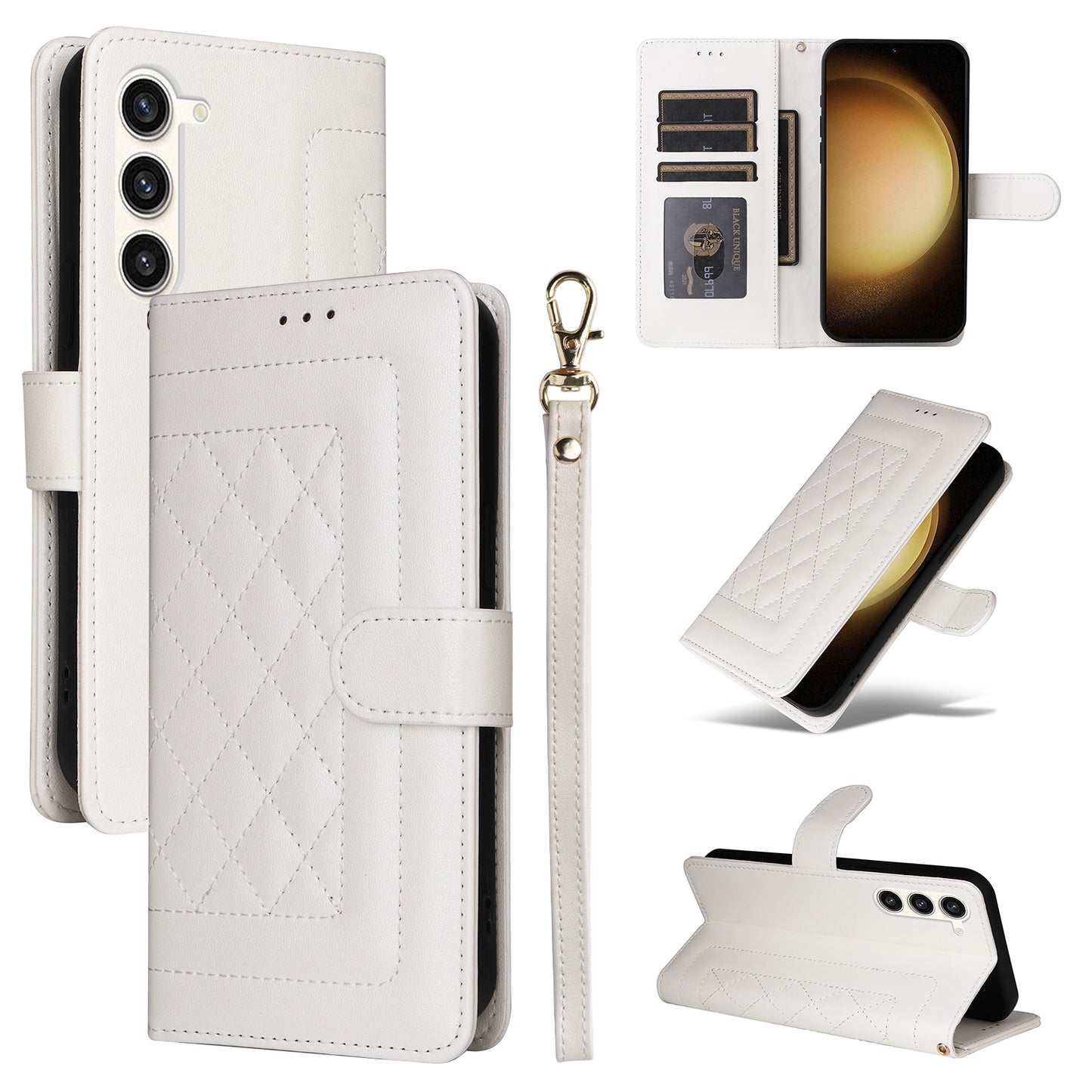 Samsung Galaxy S23+ 5G Diamond Lattice Leather Flip Phone Case - Durable and Convenient Holder with Precision Cutouts