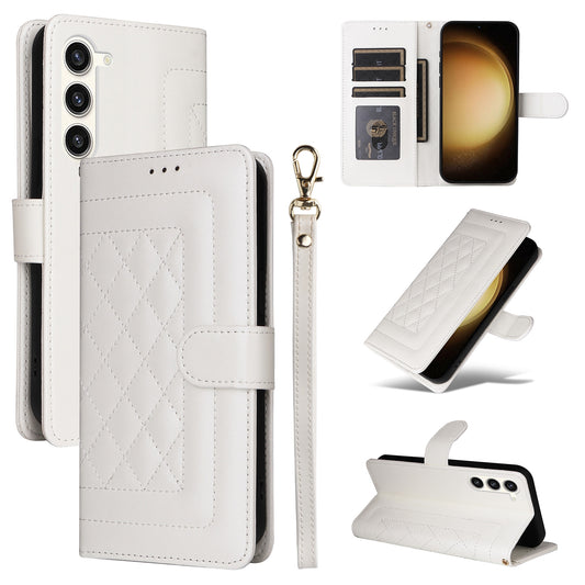 Samsung Galaxy S23+ 5G Diamond Lattice Leather Flip Phone Case - Durable and Convenient Holder with Precision Cutouts