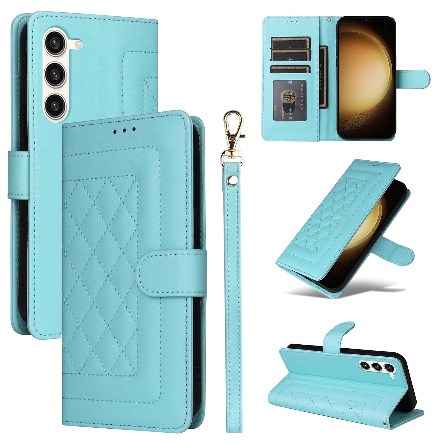 Samsung Galaxy S23+ 5G Diamond Lattice Leather Flip Phone Case - Durable and Convenient Holder with Precision Cutouts