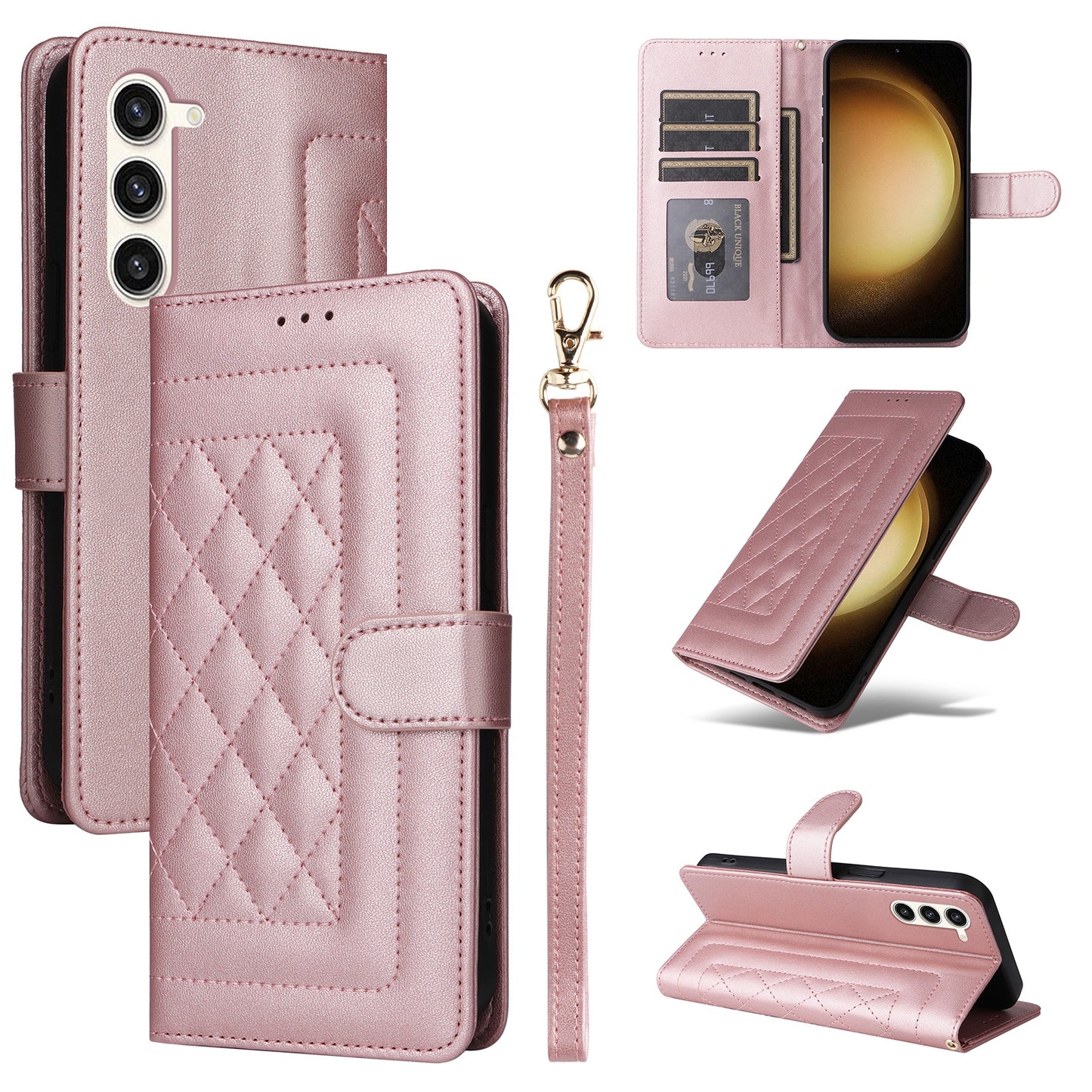 Samsung Galaxy S23+ 5G Diamond Lattice Leather Flip Phone Case - Durable and Convenient Holder with Precision Cutouts
