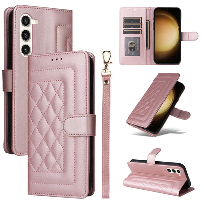 Samsung Galaxy S23+ 5G Diamond Lattice Leather Flip Phone Case - Durable and Convenient Holder with Precision Cutouts