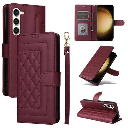 Samsung Galaxy S23+ 5G Diamond Lattice Leather Flip Phone Case - Durable and Convenient Holder with Precision Cutouts
