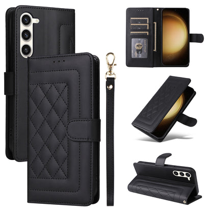 Samsung Galaxy S23+ 5G Diamond Lattice Leather Flip Phone Case - Durable and Convenient Holder with Precision Cutouts