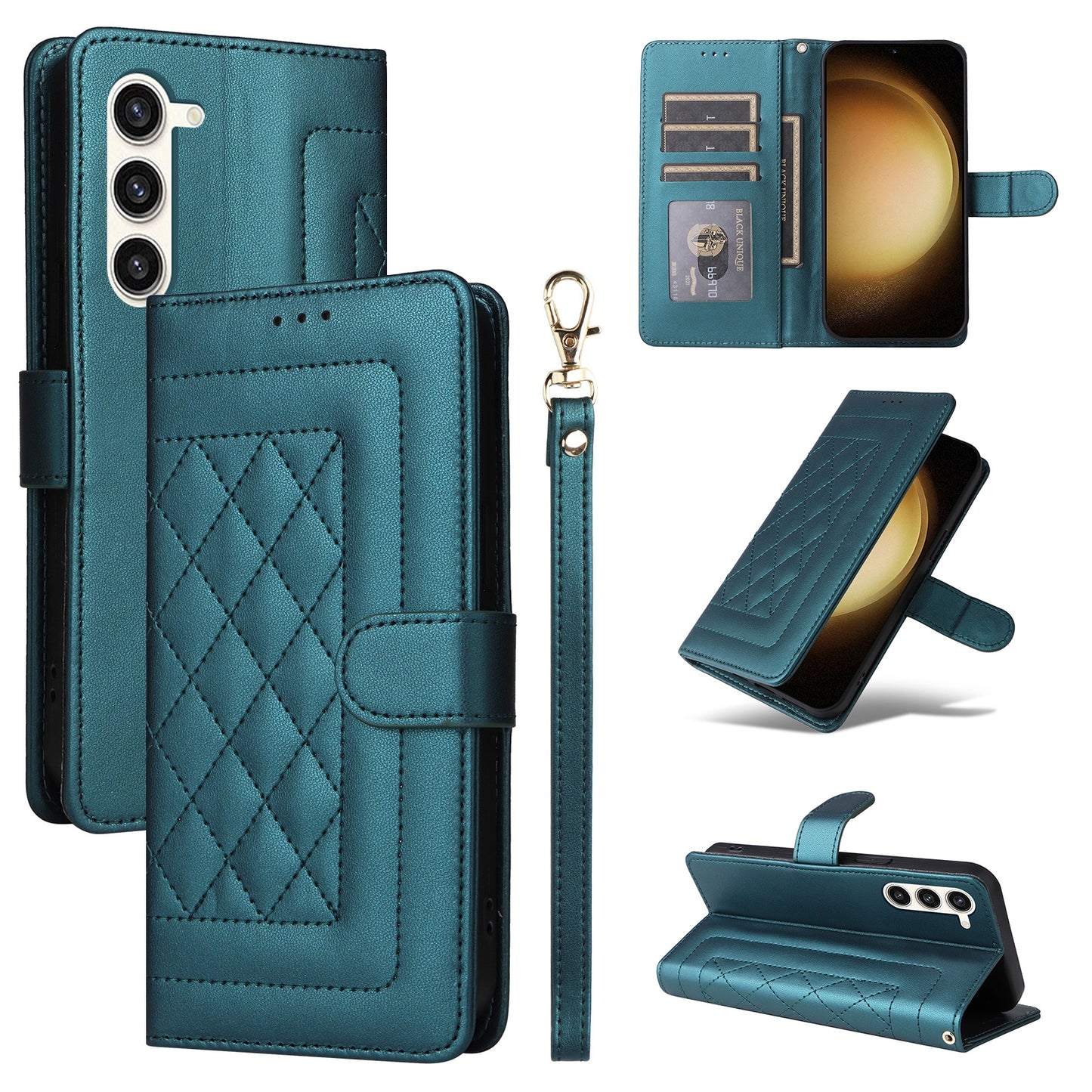 Samsung Galaxy S23+ 5G Diamond Lattice Leather Flip Phone Case - Durable and Convenient Holder with Precision Cutouts