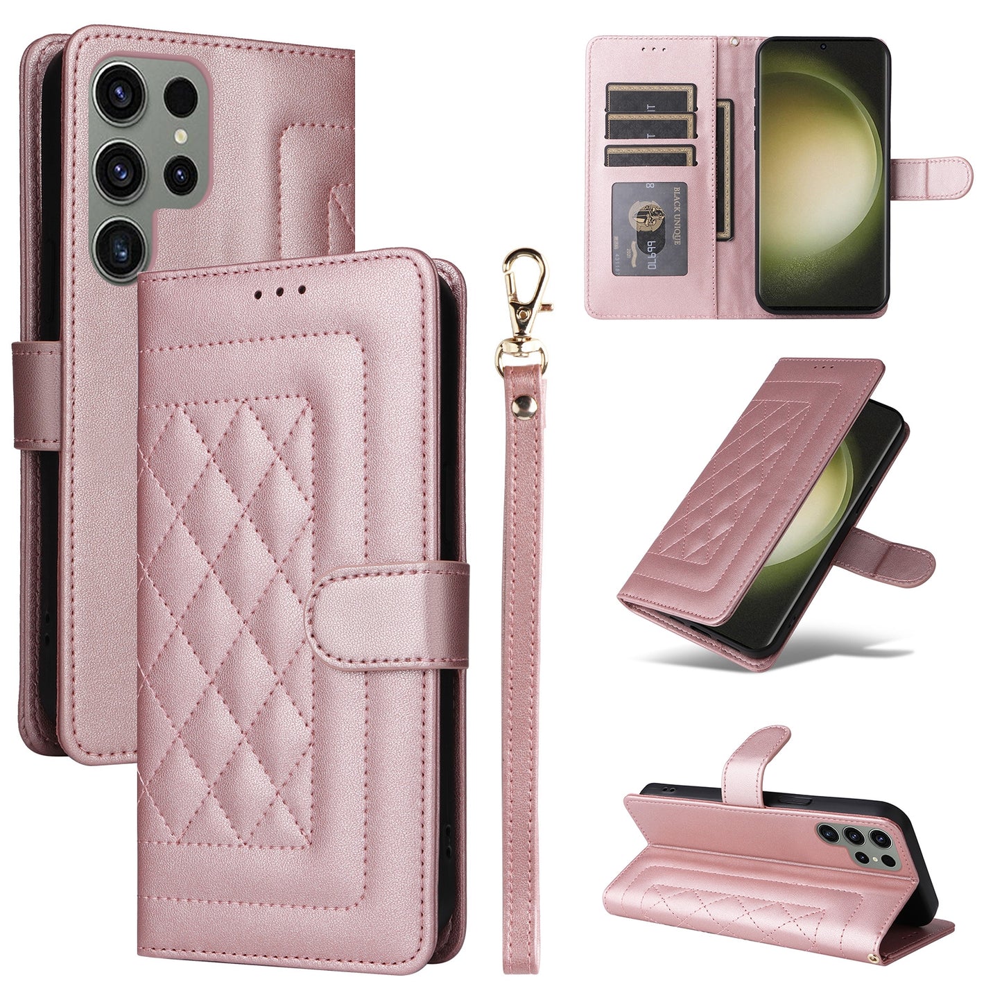 Samsung Galaxy S23 Ultra 5G Diamond Lattice Leather Flip Phone Case - Durable and Convenient Holder with Precision Cutouts