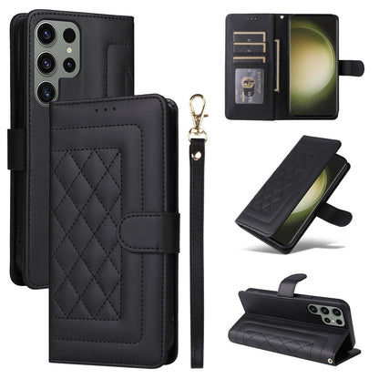 Samsung Galaxy S23 Ultra 5G Diamond Lattice Leather Flip Phone Case - Durable and Convenient Holder with Precision Cutouts