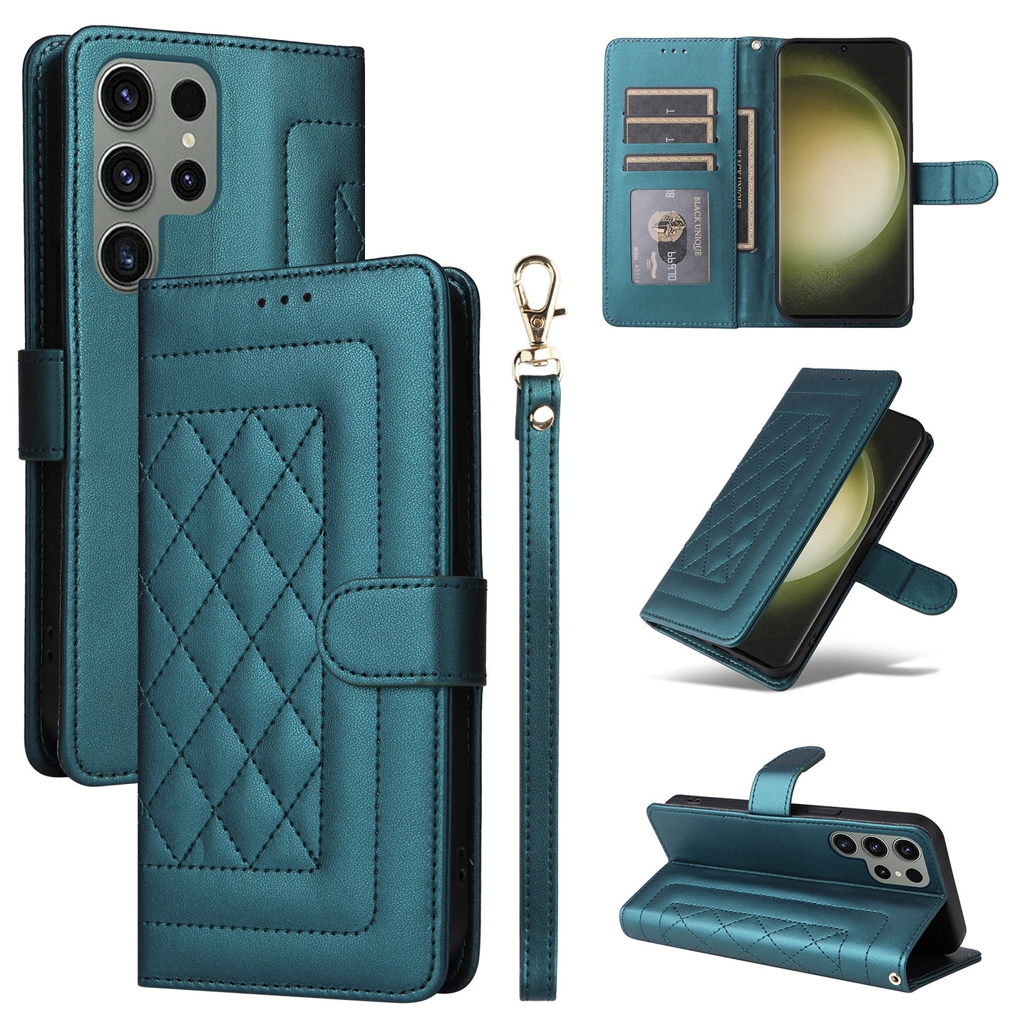 Samsung Galaxy S23 Ultra 5G Diamond Lattice Leather Flip Phone Case - Durable and Convenient Holder with Precision Cutouts