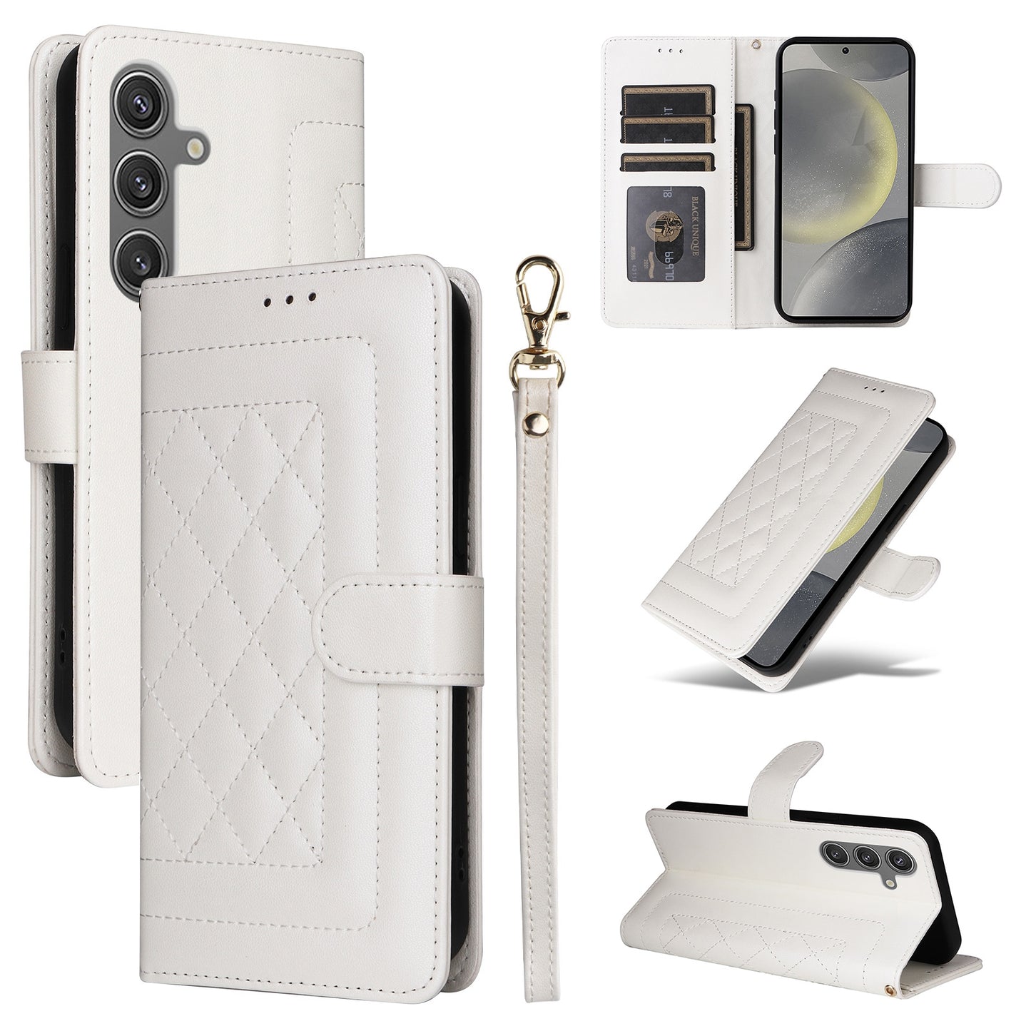 Samsung Galaxy S24 5G Diamond Lattice Leather Flip Phone Case - Durable and Convenient Holder with Precision Cutouts