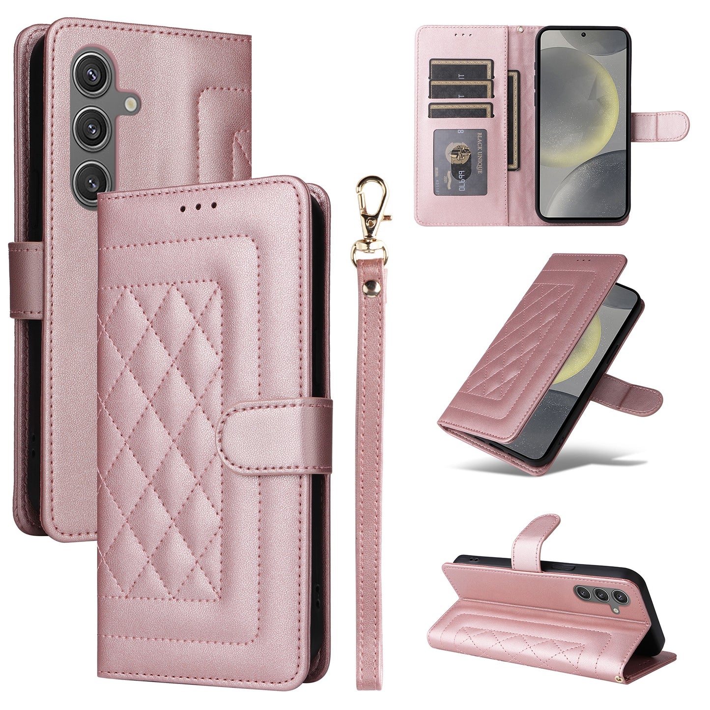 Samsung Galaxy S24 5G Diamond Lattice Leather Flip Phone Case - Durable and Convenient Holder with Precision Cutouts