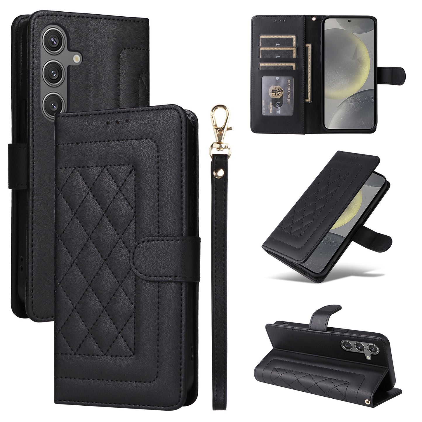 Samsung Galaxy S24 5G Diamond Lattice Leather Flip Phone Case - Durable and Convenient Holder with Precision Cutouts