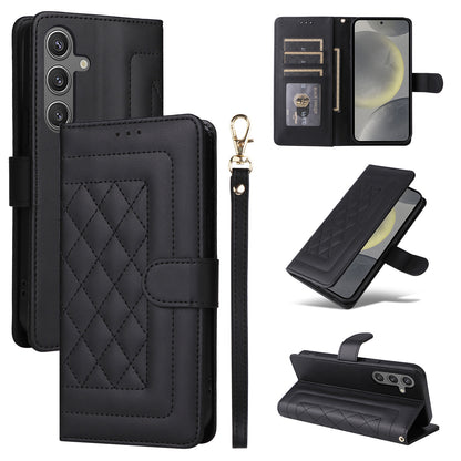 Samsung Galaxy S24 5G Diamond Lattice Leather Flip Phone Case - Durable and Convenient Holder with Precision Cutouts