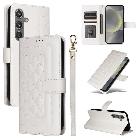 Samsung Galaxy S24+ 5G Diamond Lattice Leather Flip Phone Case - Durable and Convenient Holder with Precision Cutouts