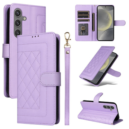 Samsung Galaxy S24+ 5G Diamond Lattice Leather Flip Phone Case - Durable and Convenient Holder with Precision Cutouts