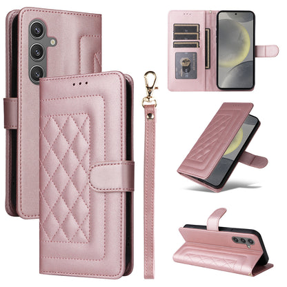Samsung Galaxy S24+ 5G Diamond Lattice Leather Flip Phone Case - Durable and Convenient Holder with Precision Cutouts