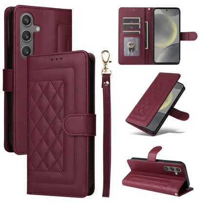 Samsung Galaxy S24+ 5G Diamond Lattice Leather Flip Phone Case - Durable and Convenient Holder with Precision Cutouts