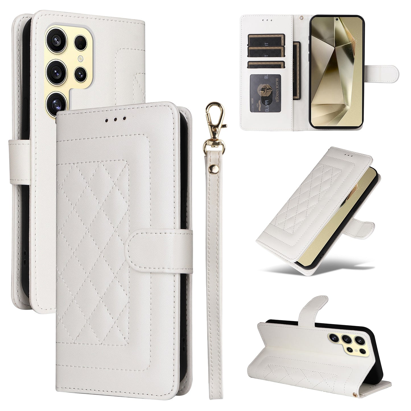 Samsung Galaxy S24 Ultra 5G Diamond Lattice Leather Flip Phone Case - Durable and Convenient Holder with Precision Cutouts