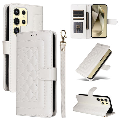 Samsung Galaxy S24 Ultra 5G Diamond Lattice Leather Flip Phone Case - Durable and Convenient Holder with Precision Cutouts