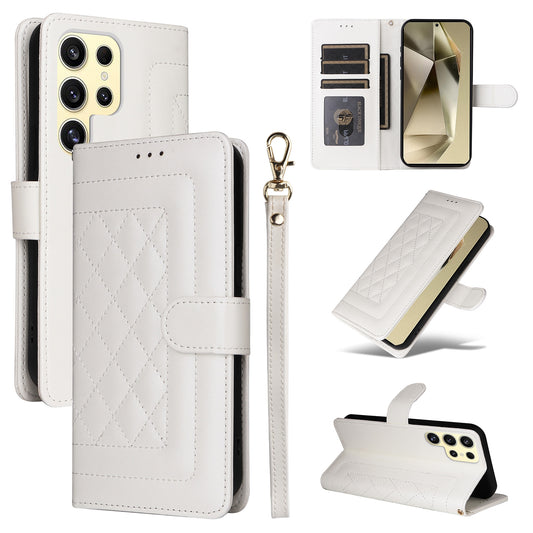 Samsung Galaxy S24 Ultra 5G Diamond Lattice Leather Flip Phone Case - Durable and Convenient Holder with Precision Cutouts