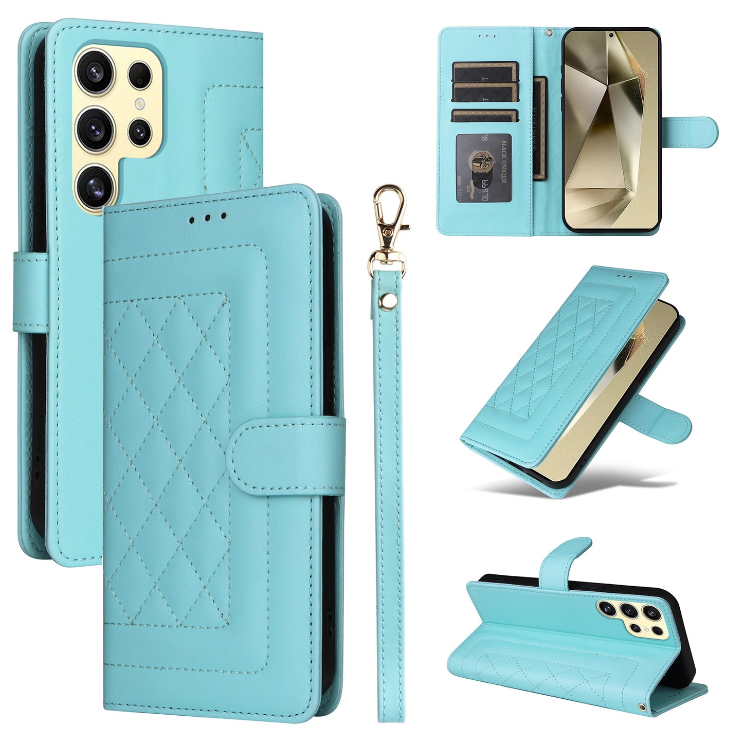 Samsung Galaxy S24 Ultra 5G Diamond Lattice Leather Flip Phone Case - Durable and Convenient Holder with Precision Cutouts