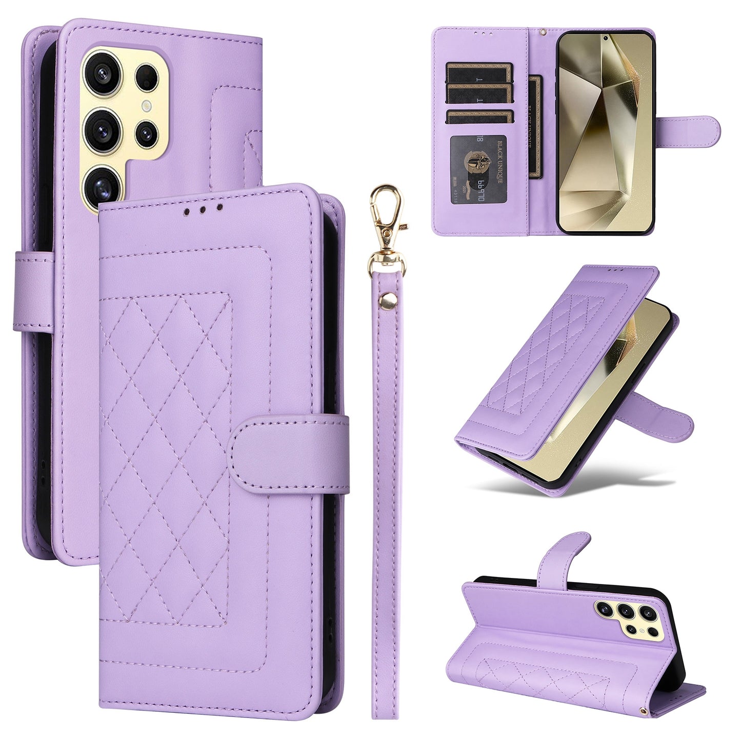 Samsung Galaxy S24 Ultra 5G Diamond Lattice Leather Flip Phone Case - Durable and Convenient Holder with Precision Cutouts