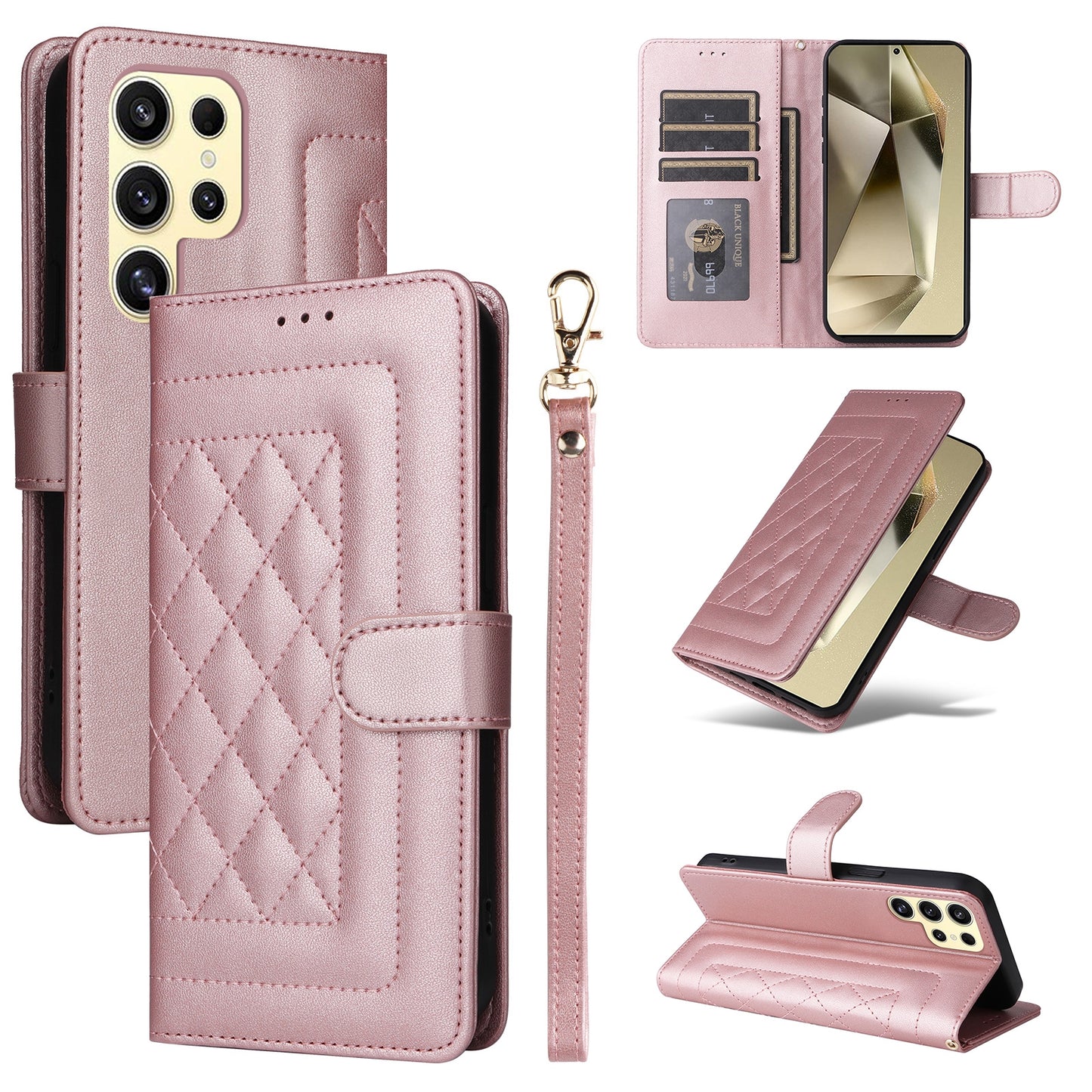 Samsung Galaxy S24 Ultra 5G Diamond Lattice Leather Flip Phone Case - Durable and Convenient Holder with Precision Cutouts
