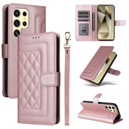 Samsung Galaxy S24 Ultra 5G Diamond Lattice Leather Flip Phone Case - Durable and Convenient Holder with Precision Cutouts